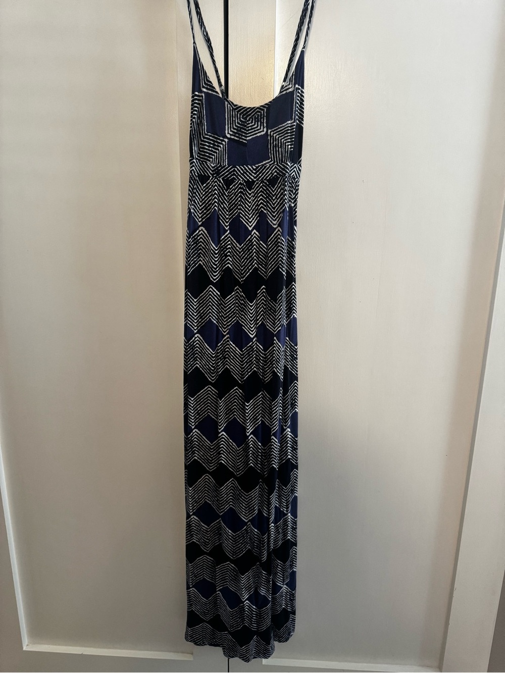LOFT Navy and White Maxi Dress